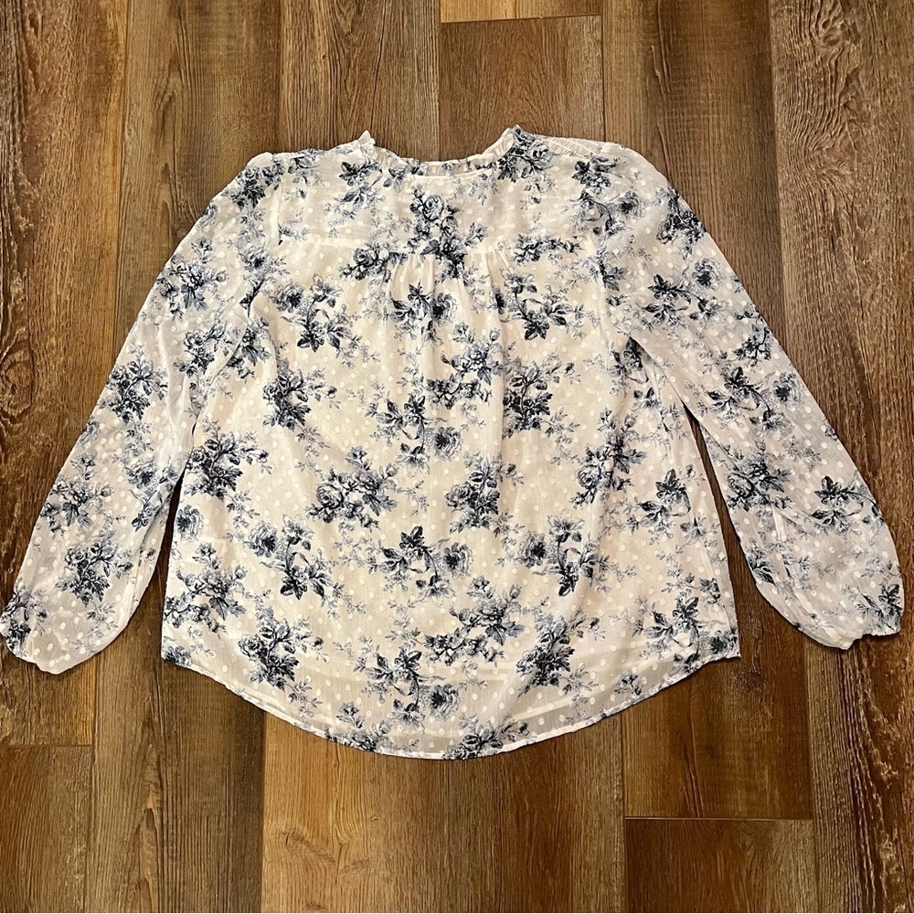 Maison ‘d Amelie Floral Tunic Blouse Womens Size XS Ruffled Peasant Cottagecore - Picture 13 of 16
